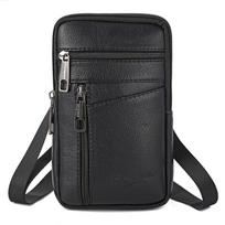 New messenger bag large capacity lanyard fanny pack pu leather outdoor sports shoulder bag multi-functional men's mobile phone bag juoda
