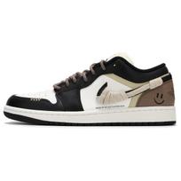 Jordan Air Jordan 1 Low Neslystantys Atsparūs dilimui Žemi Krepšinio Batai Vyriški Juodi Rudi 553558-131(Komanda24-) 40