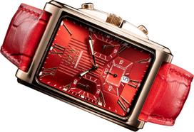 Square Red Rose Square Rectangular Limited Seiko Quartz Leather Genuine Day Popular Present to 300 Pieces JMW TOKYOMen's Watch, & Gold, Chronograph,