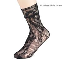 Women Retro Gothic Summer Lace Top Floral Fishnet Ankle Socks Lady Black Nylon Short Lace Stockings 23 Models Shoe Size 5-10 Euro 35-38(US 5-8) black