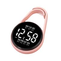 2Pcs Luminous Digital Electronic Hanging Watch Waterproof Pocket Watch  Portable Use rožinė