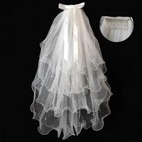 Švelnus tiulio nuotakos šydas, keturių sluoksnių nuotakos galvos šydas, elegantiški vestuviniai šydai, vestuviniai aksesuarai Hair Comb Style