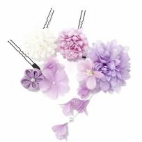 Traditional Kimono Hair Clips Elegant Hair Accessories Set  Girls violetinė