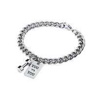 Men Fitness Gym Dumbbell Charm Bracelets for Women Bodybuilding Barbell Dumbbell Titanium Steel Chain Zircon Bracelet