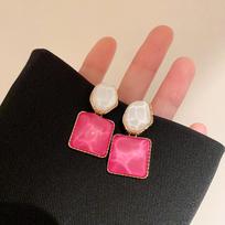 Fashion Purple Crystal Square Drop Earrings For Women Luxury Zircon Asymmetric Charms Earrings Wedding Zircon Accessories raudona