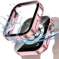 Stiklas + dangtelis Apple Watch Case 8 7 6 SE Ekrano apsauga Straight Edge Bufer IWatch Series 44mm 40mm 41mm 45mm 4 5 Waterpoof Case 40mm Series 4 5 6 SE