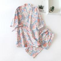 Japoniško stiliaus kimono medvilninis gaivaus stiliaus pižamos kostiumas moteriškas kasdienis pavasario ir vasaros pižama pižama dviejų dalių namų drabužis M