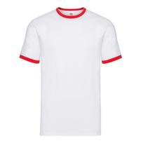 Fruit Of The Loom Mens Ringer T-Shirt XXL raudona/balta