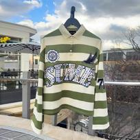 RogueWave Hip Hop Embroidery Stripe Polo Shirt Y2k Retro Fashion Classic Lapel Neck Shirt Long Sleeved T Shirt S