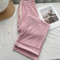 Elegantiškos kašmyro megztos laisvalaikio kelnės Minkštos tiesaus kirpimo vilnonės plačios kelnės Streetwear Aukštosios mados moteriškos kelnės M rožinė