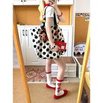 Simple polka dot shoulder bag, lazy style, student class commute, large-capacity tote bag, double-sided canvas bag