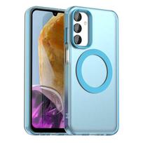 For Samsung Galaxy M55 Case Magsafe Wireless Charging Cover For Samsung Galaxy M15 M35 M55 5G Case Shockproof Matte TPU Bumper For Galaxy M55 mėlyna