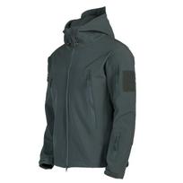Jaunuolių neperpučiamas, neperšlampamas softshell tipo striukė, vyriška lauko taktinė striukė, jaunimo kasdienė šaltai orui skirta striukė S pilka spalva