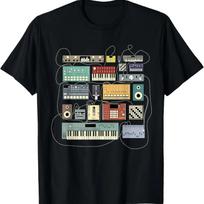 Electronic Musician Synthesizers and Drum Machine Dj T-Shirt S juoda