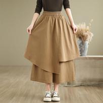 Women's Wide Leg Skirt-Pants Summer High Waist Fake Two-Piece Harem Pants M juoda