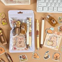 1Set Cartoon Capybara Pattern Stationery Set Student Learning Stationery Set Cute Cartoon School Supplies Creative Gift