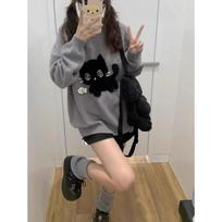 Kawaii Pilki Moteriški Megztiniai Japoniško Preppy Stiliaus Megzti Puloveriai Cutecore Oversized Džemperiai Mielas Harajuku Minkštos Mergaitės S pilka spalva