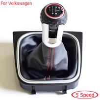Pavarų perjungimo rankenėlė pilna VW Golf 6 MK6 GTI GTD R20 2009-2013 5 6 greičių mechaninei pavarų dėžei, pavarų svirties rankenėlė, odinis prakiuras 5 Speed-Red gray