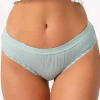 New Arrival Pure Cotton Women's Thong Underwear Low-Rise Sensual Briefs Ribbed Lace Trim S