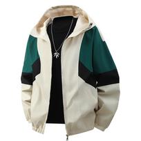 Men's Plus Size Hooded Windbreaker Jacket - Casual Loose Fit for Spring/Autumn 4XL chaki