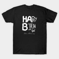 Men Black Print T-shirt Happy Birthday No-Cut Transfer Paper Print Cotton Tshirt XL juoda