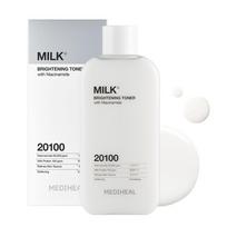 MEDIHEAL Milk Brightening Toner 300ml niacinamide glutathione radiant skin. Hydrating moisturizing it provides smooth finish bottle.