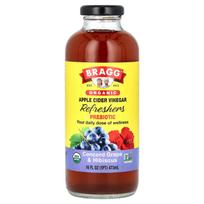 Bragg, Ekologiškas obuolių sidro actas gaiviklis, Prebiotinis, Concord vynuogės ir hibiskas, 16 fl oz (473 ml)