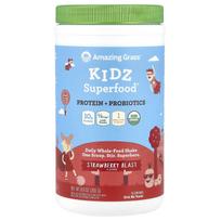 Amazing Grass, Kidz Superfood, Protein + Probiotics, Strawberry Blast, 8.9 oz (255 g)