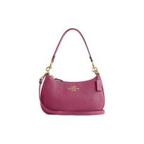 Coach Teri 24 Auksinis Logotipas Užtrauktukas Reljefinės Odos Didelė Rankinė Per Petį Moteriškos Rankinės Avietinė CL404-IMP35 Basic Set (Bag+Dust Bag)