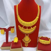 New 24K Gold Plated Dubai Bridal Necklace Earrings Ring Bracelet Set Indian Ladies Jewelry Set 2026 45cm