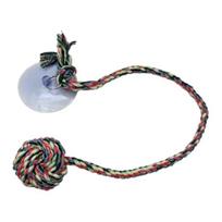Dog Rope Ball Toy Colorful Rope Knot Dog Ball Chew Toy with Suction Cup Puppy Teething Toy for Dogs Tug-of-War Dental Care 1pc
