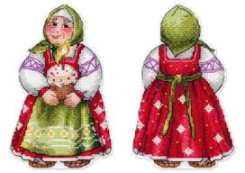 Velykinis kryželių siuvinėjimo rinkinys „Močiutė su velykiniu pyragu“ 16×10 cm dekoratyviniam paveikslėliui