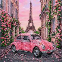 Karoliukų siuvinėjimo rinkinys „La Vie en Rose“ – miesto peizažas, 20x20 cm