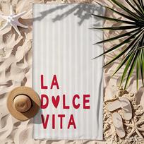 La Vita Italian Red White Stripes Ciao Bella Towel, Oversized Quick Dry for Pool Yoga Travel W40*H60(CM)