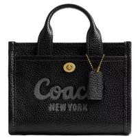 Coach Cargo 20 Logo Print Gold Hardware Pebble Leather Tote Bag Women Tote Black CAO26-B4BK Basic Set (Bag+Dust Bag)