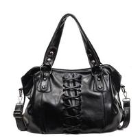 Vintage Lace Up Leather Tote Bag Y2K Style Large Capacity Shoulder Bag Womens Crossbody Bag Ideal Choice for Daily Travel and Women's Holiday Gifts 38*14*24cm juoda