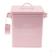 Feeder Dry Food Storage Dispenser Container Barrel with Small Pink
