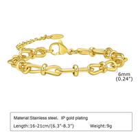Chunky Chain Bracelet Stainlesss Steel, Bold Link Metal Twist Statement Bracelet for Women,18k Gold Plated Zircon