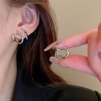 Hip-Hop Punk Copper Color Irregular Liquid Metal Stud Earrings For Women Fashion Party Zircon Accessories