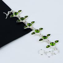 Peridot Gemstone rankų darbo 925 sterlingų sidabro papuošalų apyrankė dovanoms - Peridot Green Gemstone sidabrinė apyrankė su reguliuojama grandinėle 8" žalia