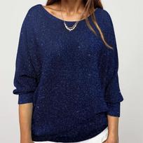 IHUASU Gold Glitter Knit Women's Solid Colour Peplum Long Sleeve O-Neck Top XXL juoda