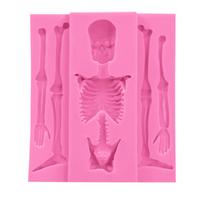 Kaukolė Skeletas Cukrinis Fondantas Silikoninė Forma Saldainių Puodelis Kekso Viršus Tesin Forma Kaukolės Kaulas Virtuvės Kepimo Forma „Pasidaryk Pats“ Tortas rožinė