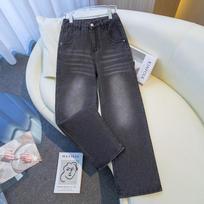 Plus Size Spring Big Flared Jeans Long Pants Women Elastic Loose Basic Pants Trousers Jeans High Waisted XXXXL pilka
