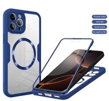 Magsafe 360° pilnai dengiantis telefono dėklas iPhone 16 15 13 11 14 12 Pro Max 16 15 Plus Funda belaidžiam įkrovimui atsparus smūgiams dėklas For iPhone 16 ProMax tamsiai mėlyna spalva