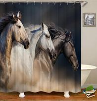 Žirgai Gyvūnai Dušo užuolaidos Vandeniui atsparus audinys Poliesteris Vonios užuolaida Vonios ekranas Namų dekoravimas 180x200cm Su kabliukais W120xH180cm