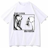 Attack On Titan T-Shirts Eat Your Protein Shirt Man Women Summer Casual O-Neck Short Sleeve Shirts S