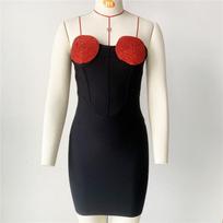 New love bandage dress tube top slim temperament tight women's niche evening dress S juoda