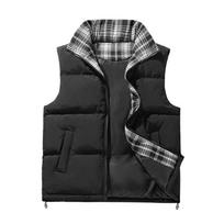 Men's And Women's Casual Inner And Outer Color-matched Checkered Vest. Men's Stand-up Collar Thickened Warm Zipper Sleeveless Vest XXXL juoda