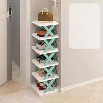 Folding Bamboo Shoe Rack, Multi-Layer Narrow Space Saving Storage Organizer No-Installation Required Shoe Shelf for Small Spaces