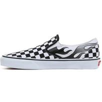 Vans Slip-On Šachmatinė liepsna Klasikiniai žemi Skate batai Unisex sportbačiai Juodi balti VN0A4BV3SX7 44